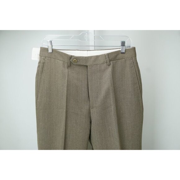 Burberry 100% Wool Light Twill Brown Dress Pants Sz 46 NEW